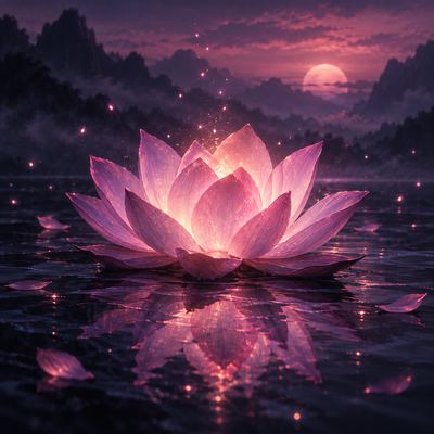 Cover template: a glowing pink lotus on dark water.